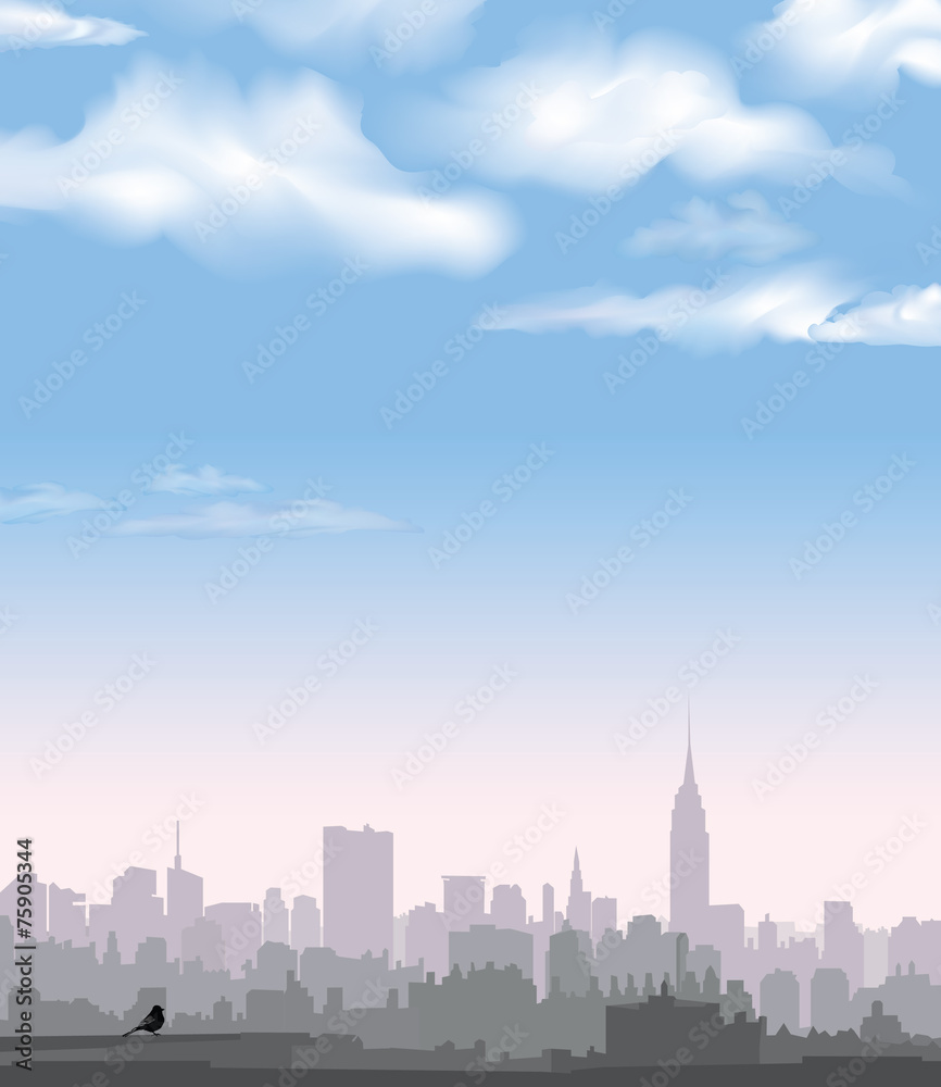 Fototapeta premium New York Skyline. USA landscape Cityscape morning