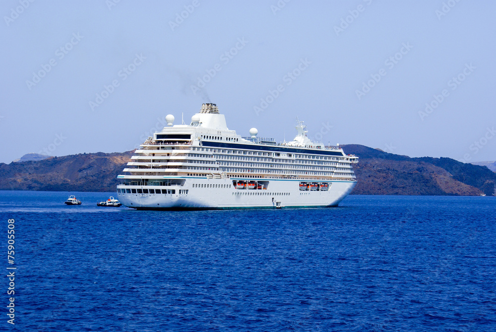 Cruise ship at Santorini port, Greece
