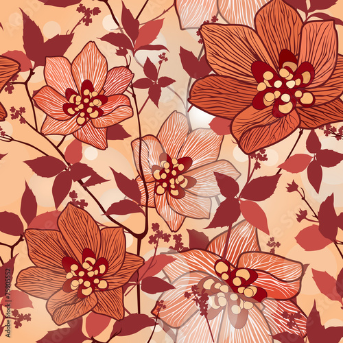 Floral seamless background. Flower pattern. © Terriana