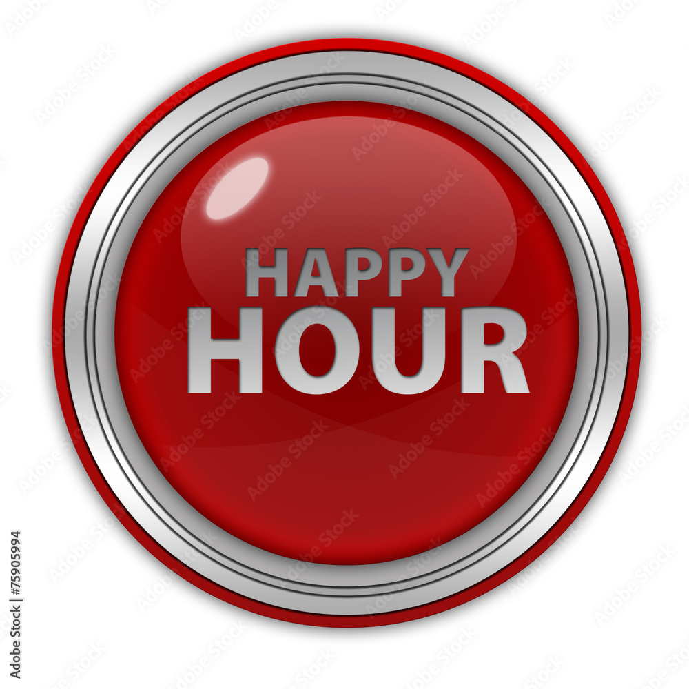 Happy hour circular icon on white background Happy hour circular icon on white background