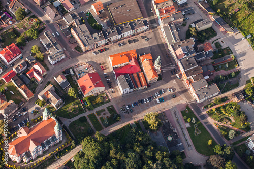 aerial view of Otmuchow town in Poland