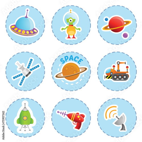 Cartoon space element icons set