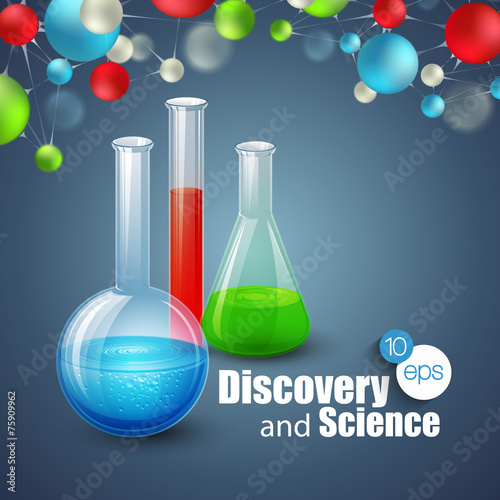 Chemical Science and discovery. Vector illustration. Molecule