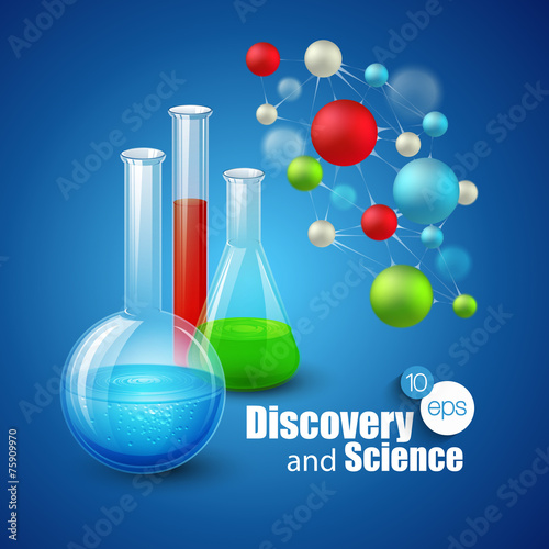 Chemical Science and discovery. Vector illustration. Molecule