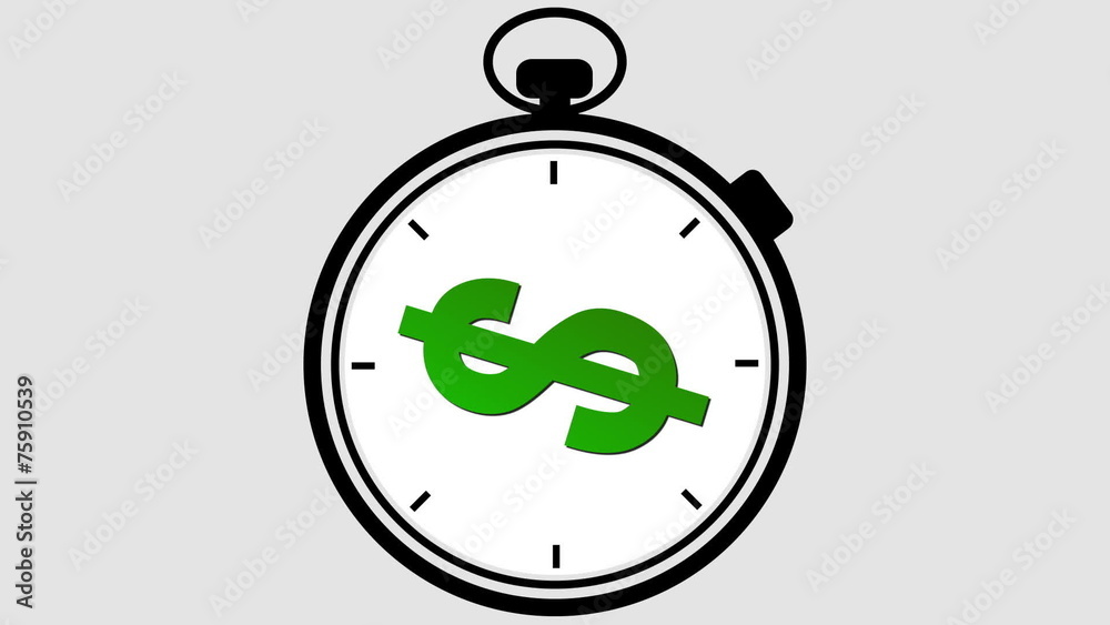 Stopwatch With Dollar Symbol Rotating Stopwatch With Dollar Symbol Rotating