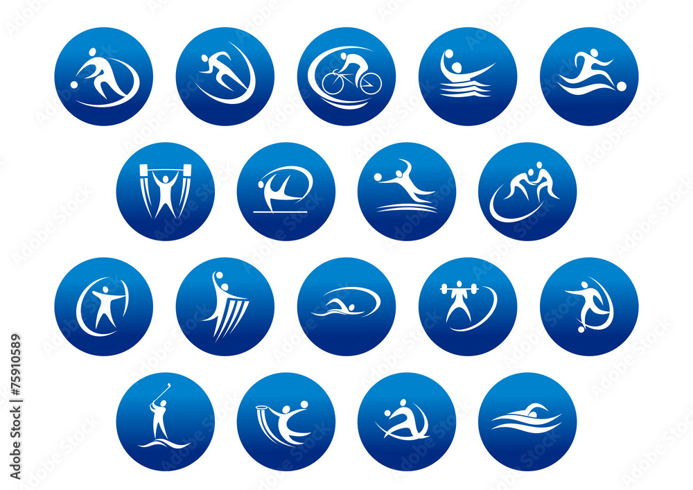 Athletics and team sport icons or symbols Athletics and team sport icons or symbols