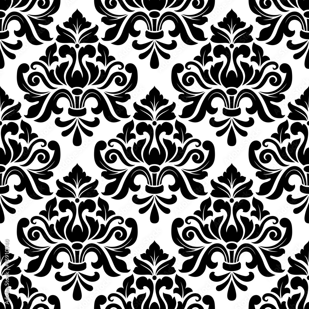 Black and white damask seamless pattern Black and white damask seamless pattern