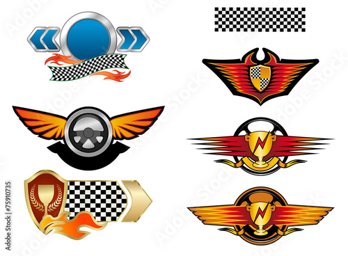 Racing sports emblems and symbols