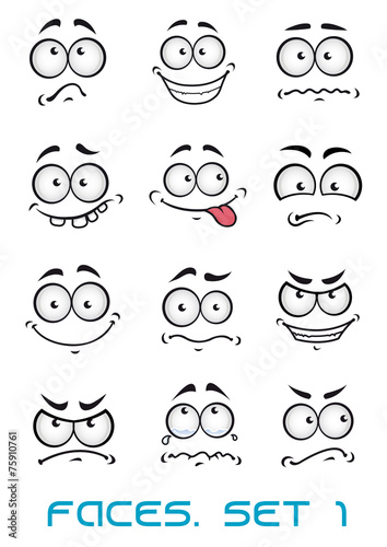 Cartoon faces with different emotions