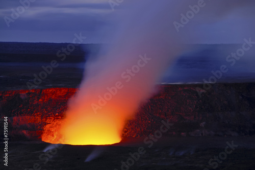 Pu'u O'o crater on Kilauea erupting, Volcanoes National Park, Ha