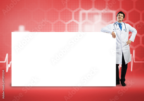 Doctor with banner