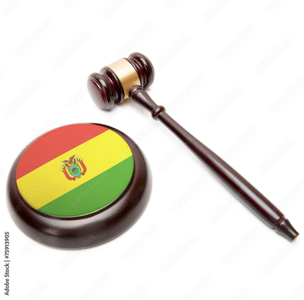 Judge gavel and soundboard with national flag on it - Bolivia