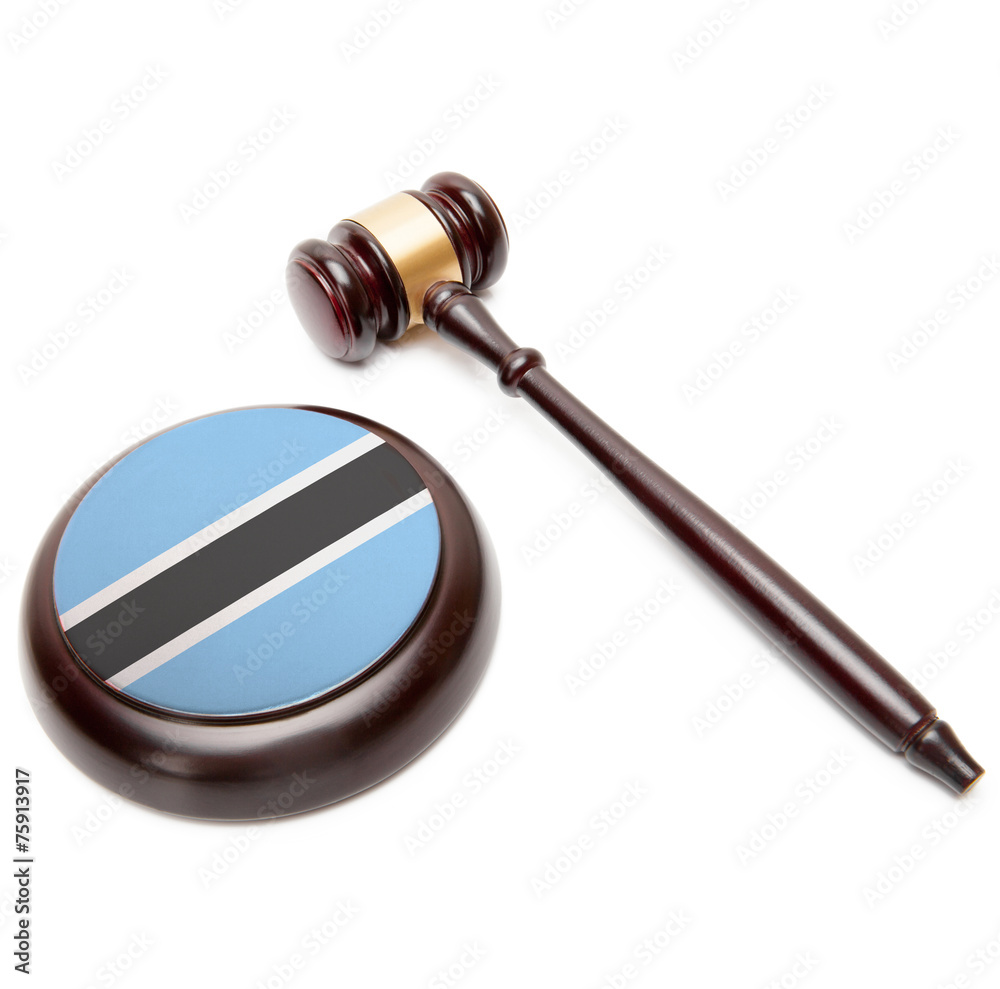 Judge gavel and soundboard with national flag on it - Botswana