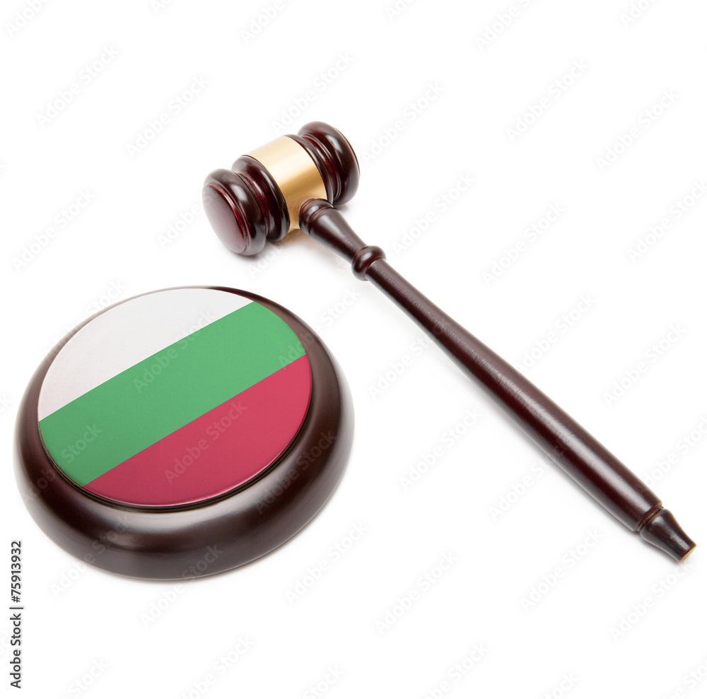Judge gavel and soundboard with national flag on it - Bulgaria