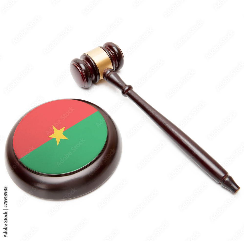 Judge gavel and soundboard with flag on it - Burkina Faso