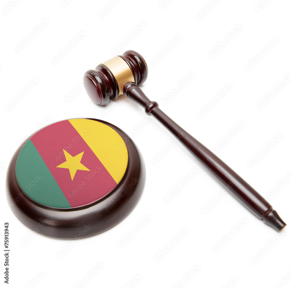 Judge gavel and soundboard with national flag on it - Cameroon