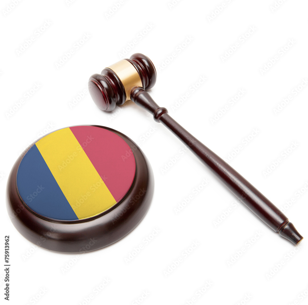 Judge gavel and soundboard with national flag on it - Chad