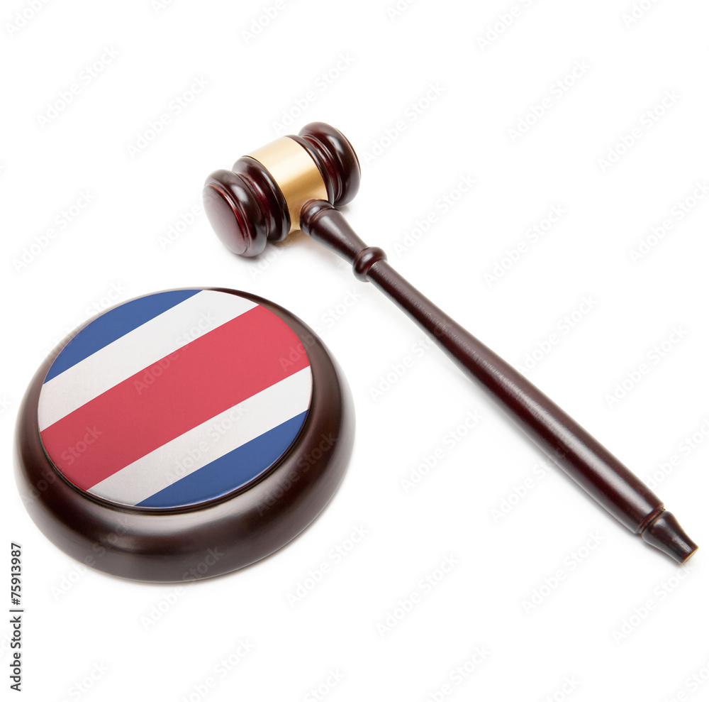Judge gavel and soundboard with national flag on it - Costa Rica