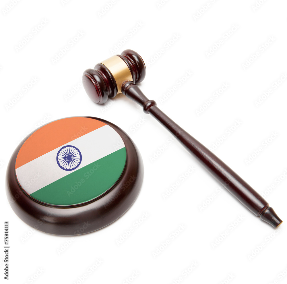 Judge gavel and soundboard with national flag on it - India