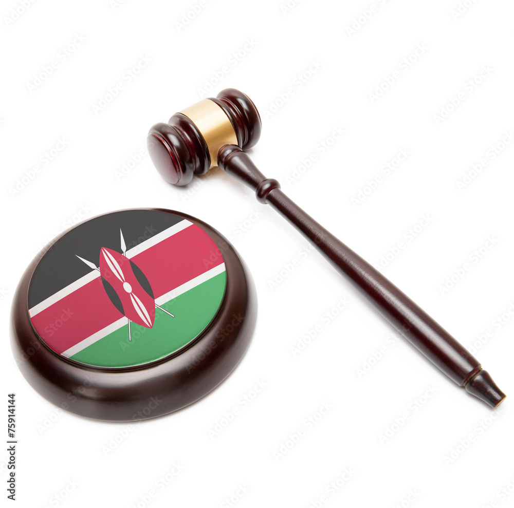 Judge gavel and soundboard with national flag on it - Kenya