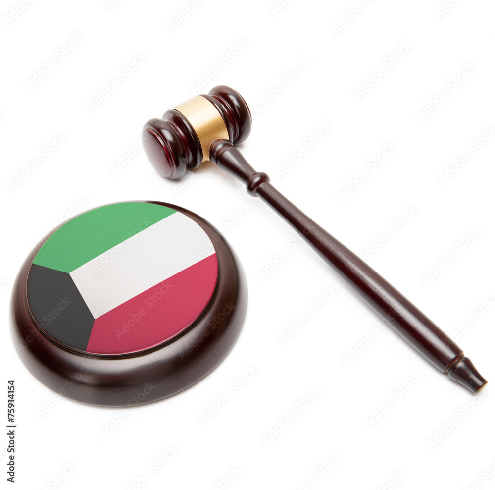 Judge gavel and soundboard with national flag on it - Kuwait