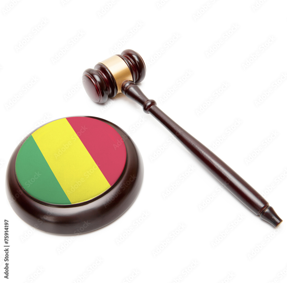 Judge gavel and soundboard with national flag on it - Mali