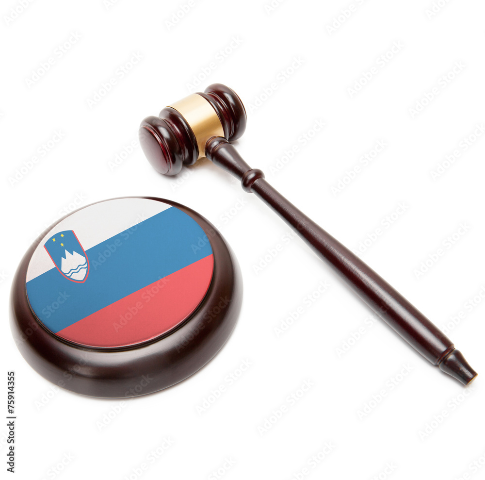 Judge gavel and soundboard with national flag on it - Slovenia