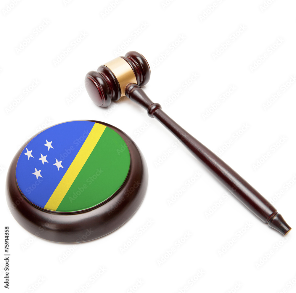 Judge gavel and soundboard with flag on it - Solomon Islands