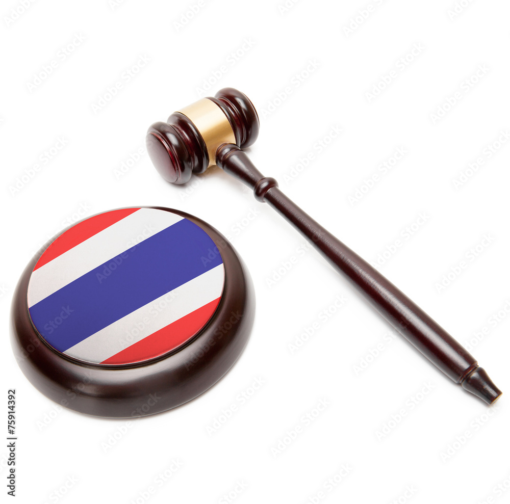 Judge gavel and soundboard with national flag on it - Thailand