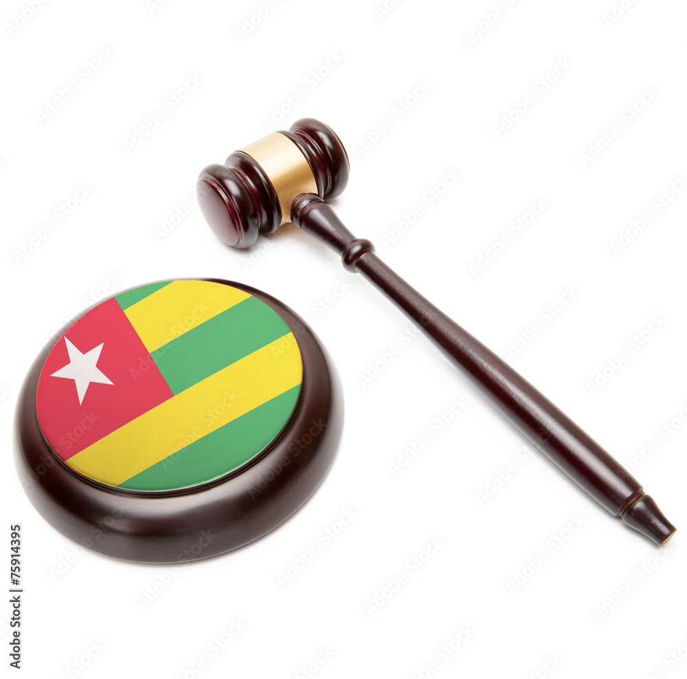 Judge gavel and soundboard with national flag on it - Togo