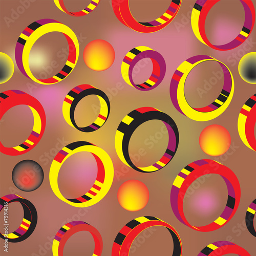 Seamless pattern with 3d colorful  striped rings