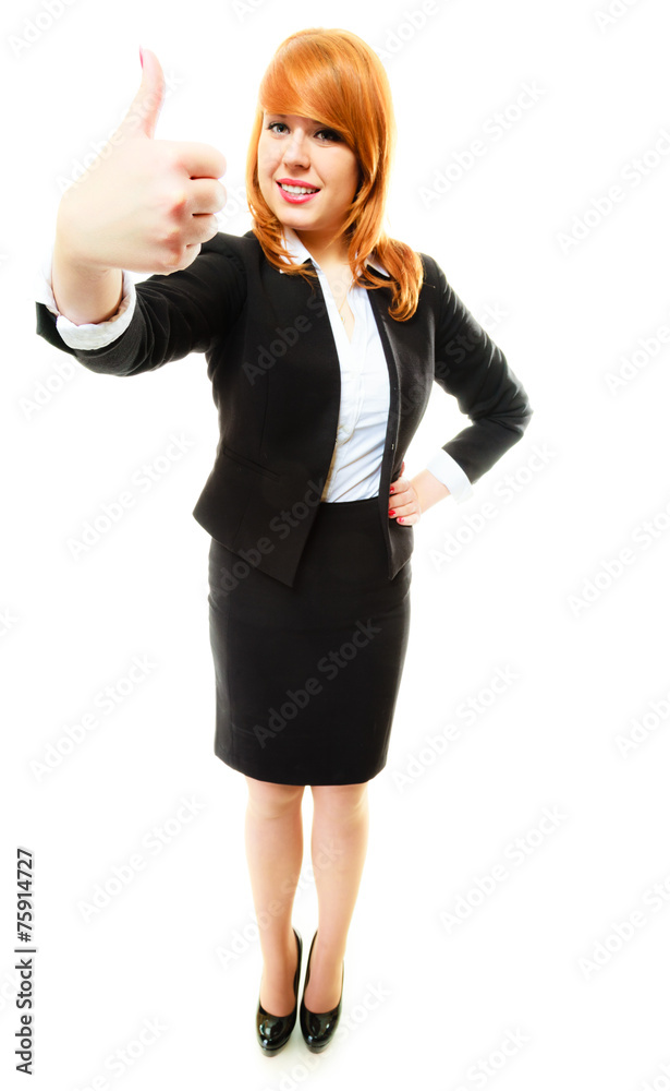 business woman giving thumb up sign business woman giving thumb up sign