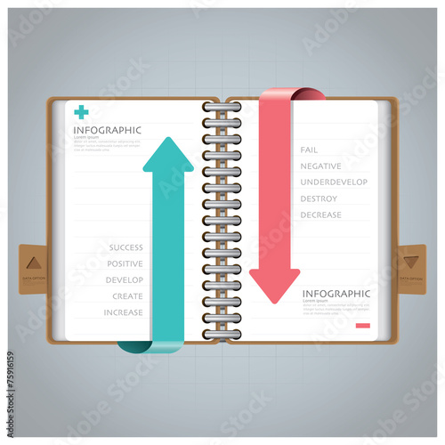 Business Infographic With Ring Notebook Arrow Bookmark Diagram