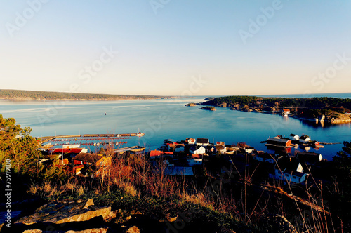 Landscape coast of the sea and fjord