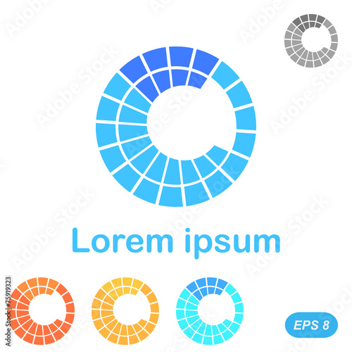 C letter segment logo template with color variations