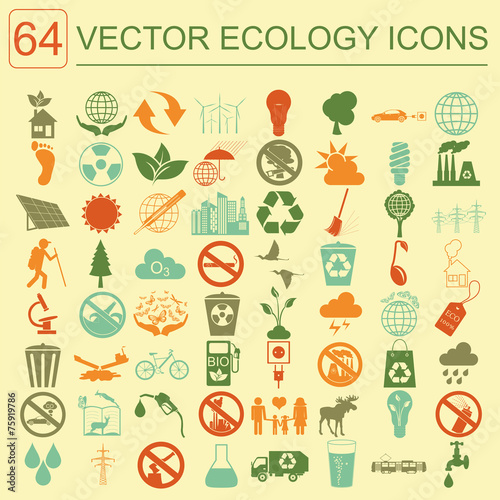 Environment, ecology icon set. Environmental risks, ecosystem