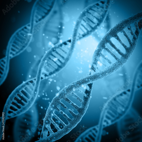 Digital illustration DNA structure in colour background