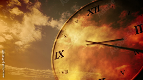 Time passing concept with orange sky