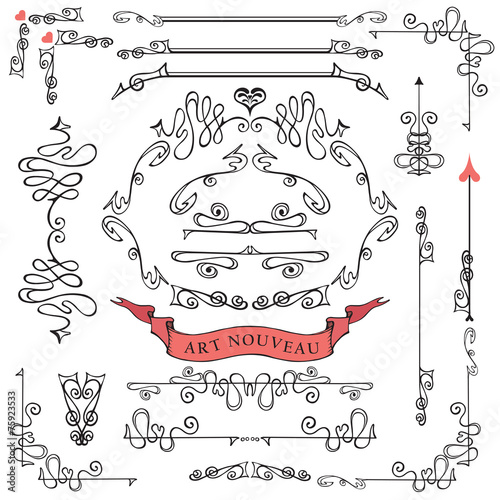 Set of curled calligraphic design elements, Swirling decor