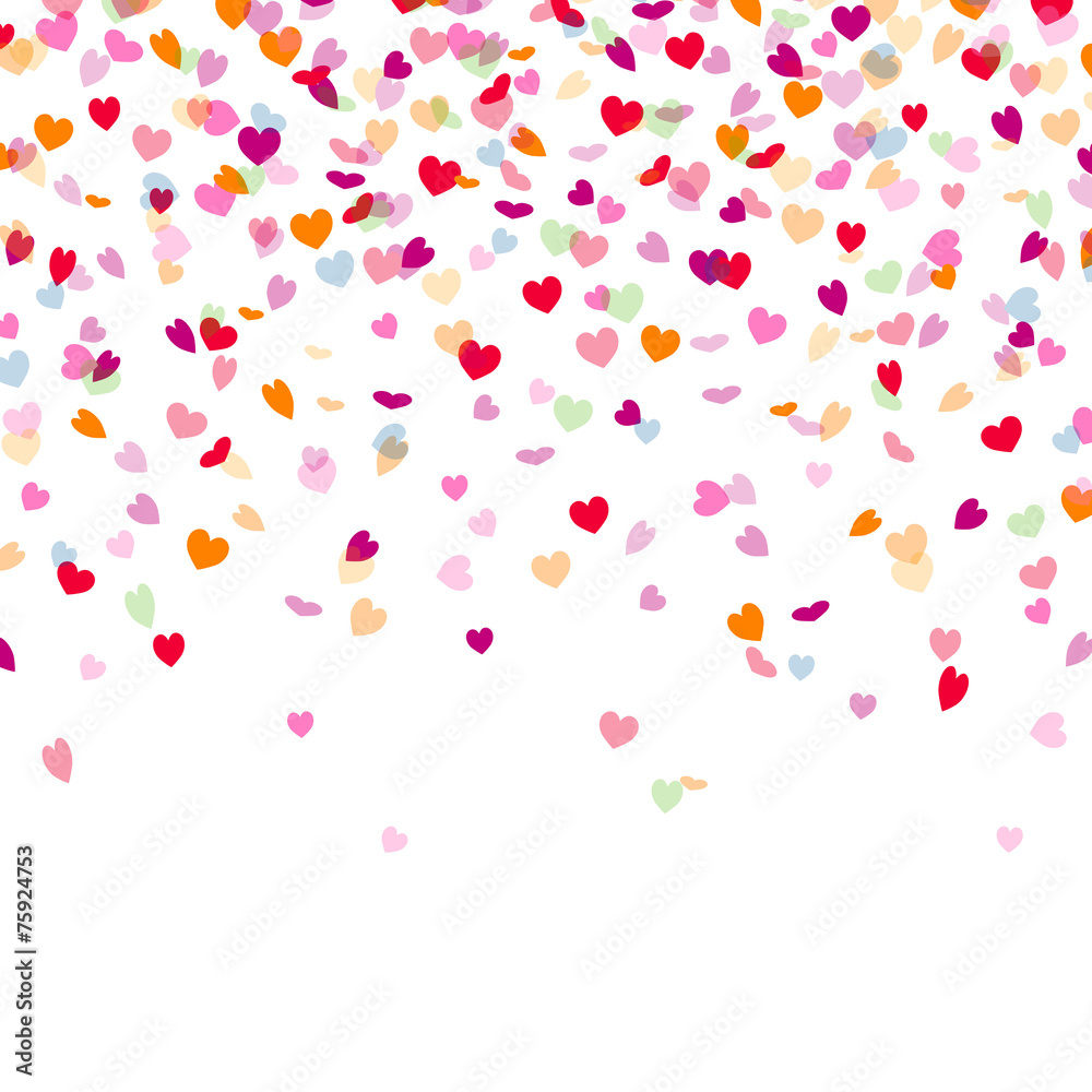 Vector Illustration of a Colorful Background with Heart Confetti