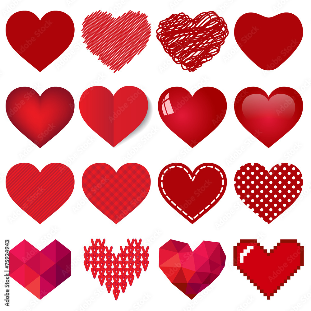 red vector heart collection
