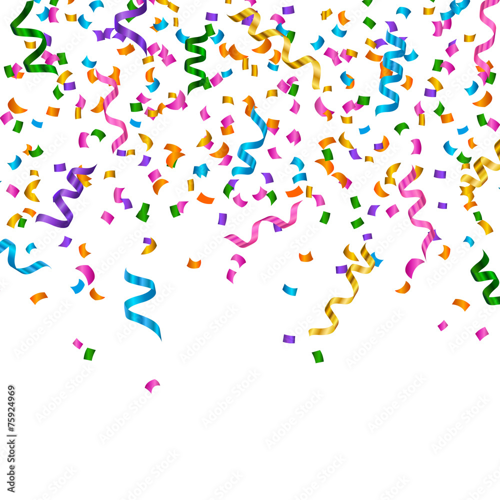 Obraz premium Vector Illustration of a Colorful Party Background with Confetti