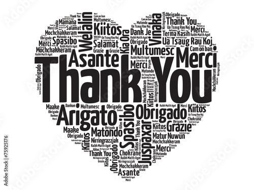 Thank You in many languages, love heart vector concept