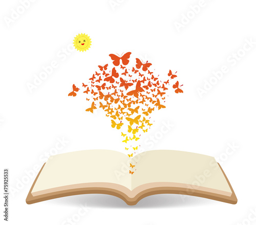 Spring with butterflies colorful in the book