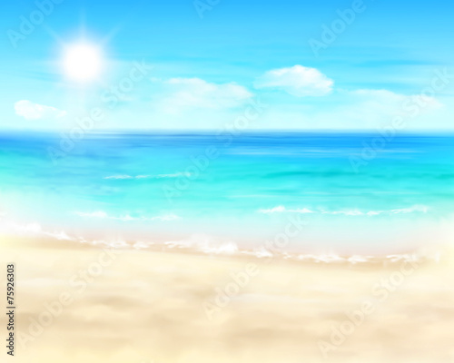 Sunny beach. Vector Illustration.