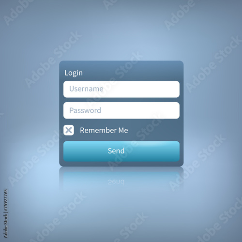 vector web login panel with button on blue background
