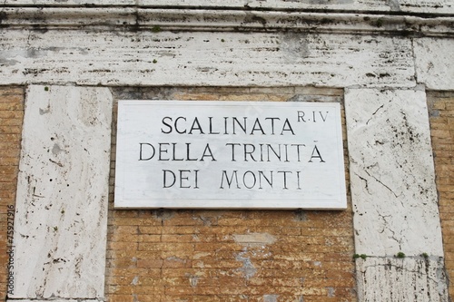 Scalinata della Trinità dei Monti street plate, Rome, Italy