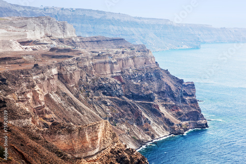 Cliff and volcanic rocks of Santorini island, Greece