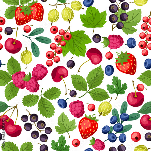 Seamless nature pattern with berries.