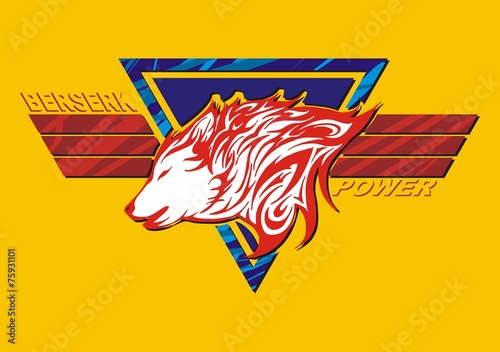 wolf flame logo tatoo with wing decorate for color screen